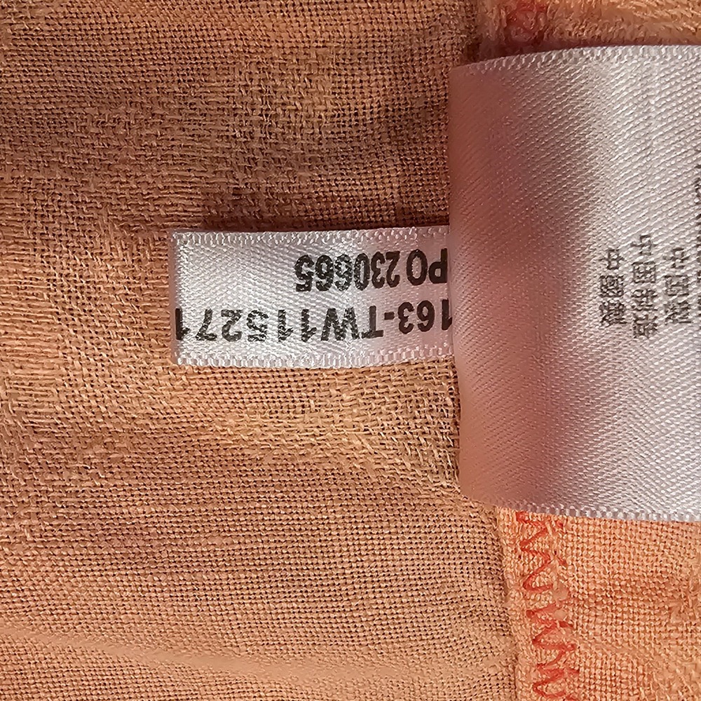 Tommy Bahama Womens 14 Coral Orange Linen Tropical Leaf Jacquard Wide Leg Pants - Picture 8 of 8